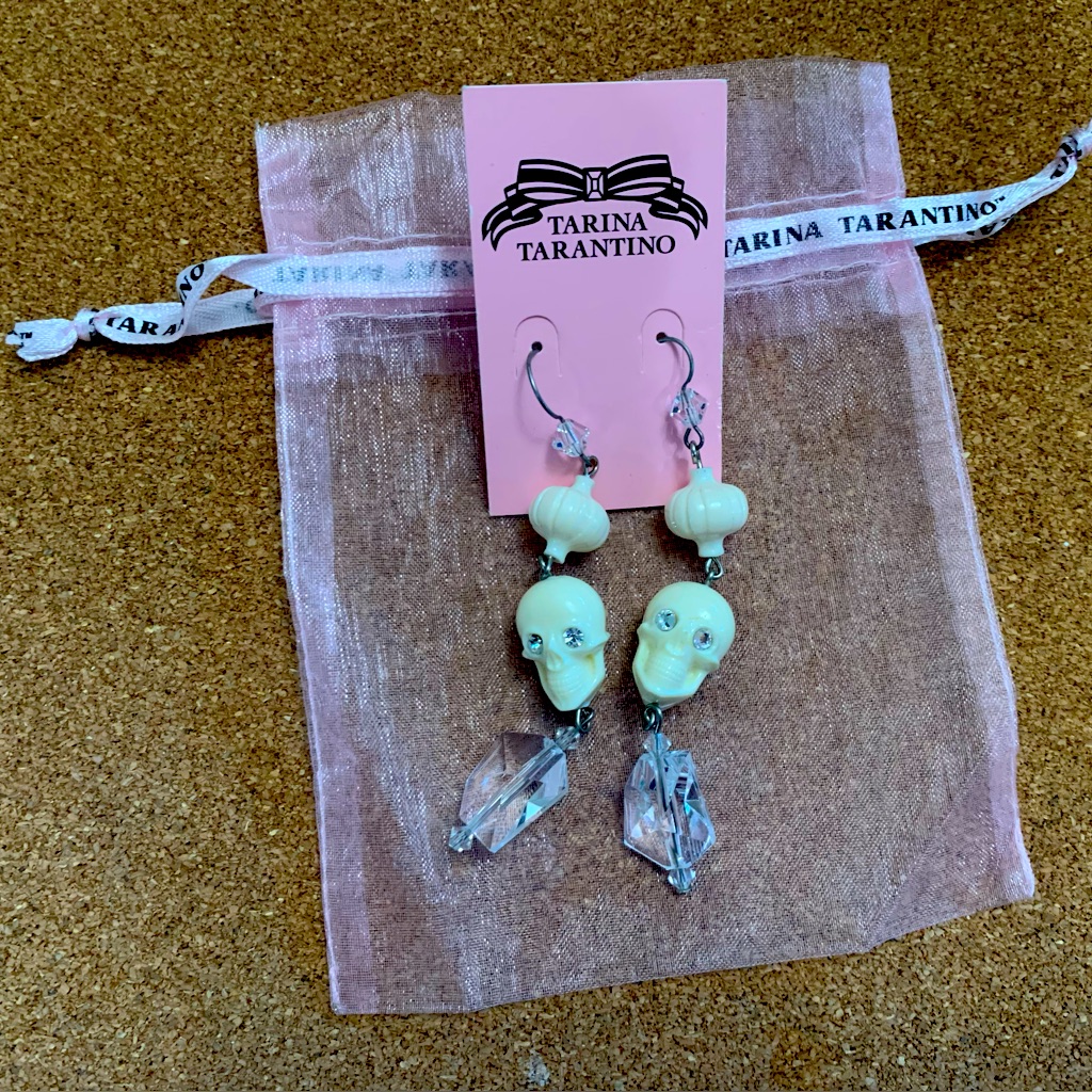 White Tarina Tarantino Christal Dangle Earrings 40$